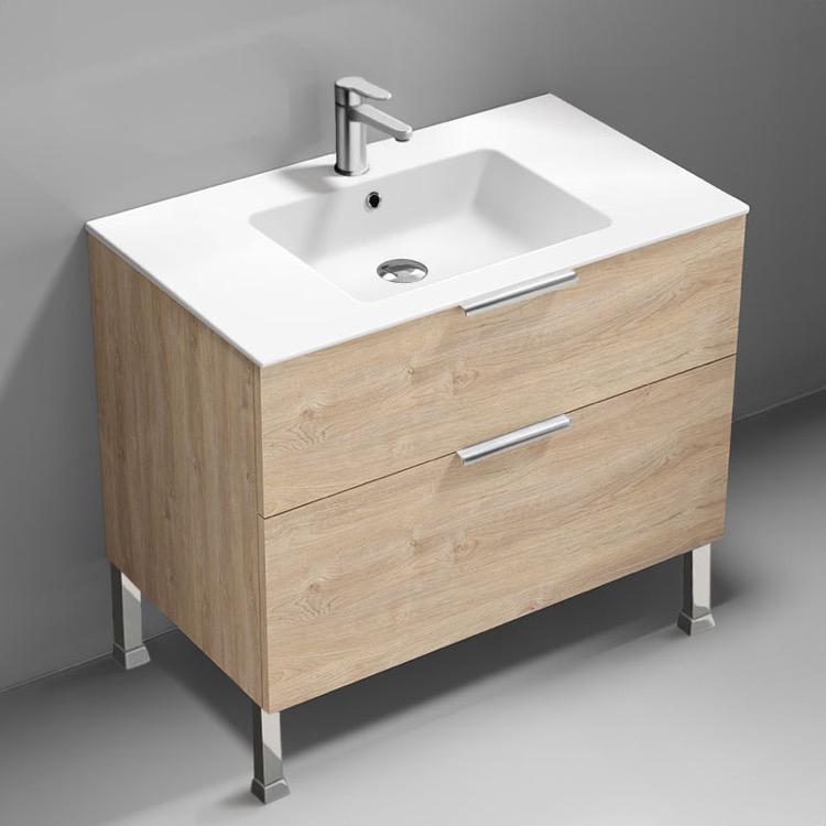 Bathroom Vanity 36 Inch Free Standing Bathroom Vanity, Modern, Chrome Handles Nameeks IBIZA73