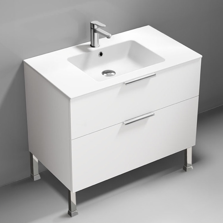 Bathroom Vanity 36 Inch Free Standing Bathroom Vanity, Modern, Chrome Handles Nameeks IBIZA76