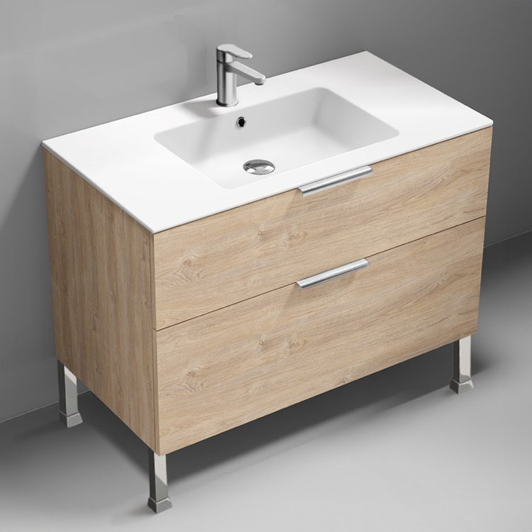 Bathroom Vanity Free Standing Bathroom Vanity, Modern, Chrome Handles, 40 Inch Nameeks IBIZA77