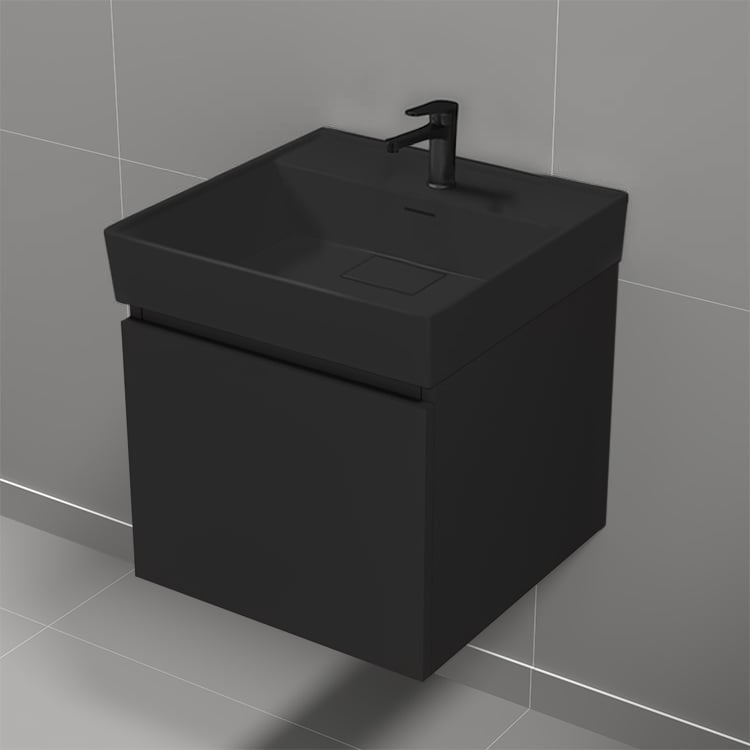 Bathroom Vanity Small Bathroom Vanity, Modern, 18 Inch, Black Nameeks SHARP15