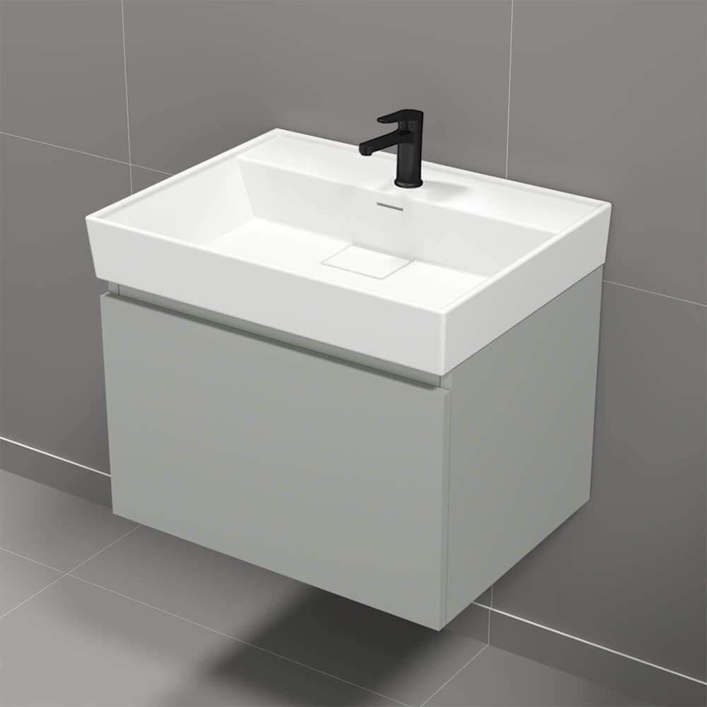 Nameeks SHARP8 Modern Bathroom Vanity, Wall Mounted, 24 Inch, Grey Mist