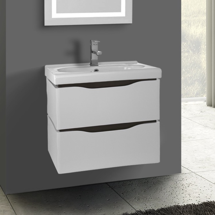 Nameeks Vn W01 By Nameek S Venice 24 Inch Wall Mounted White Vanity Bathroom Vanity Nameeks Vn W01 24 Inch Wall Mounted White Cabinet With