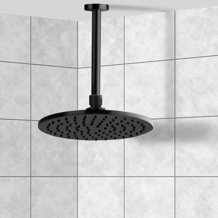 8 Ceiling Mount Rain Shower Head With Arm Matte Black