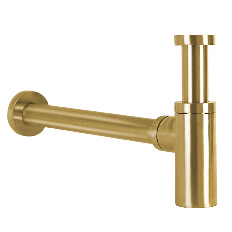 HT32-BG Durable Round Brass Sink P-Trap in Matte Gold