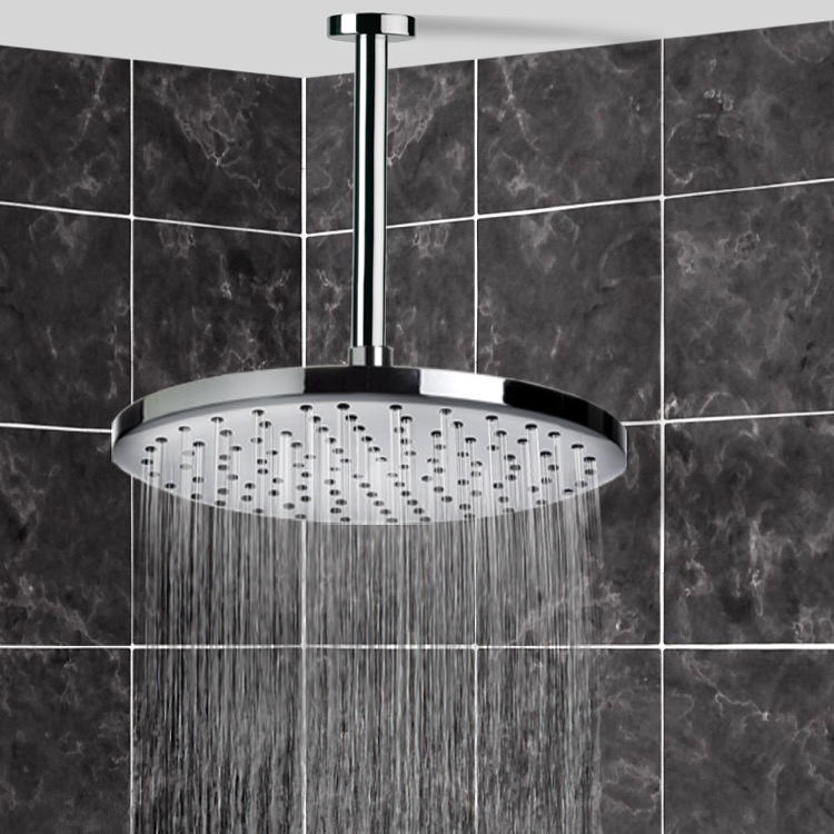 8 inch Wall Mounted Rain Shower Head with Arm, Matte Black, Wellness Remer 359MM20-343-30-NO by Nameeks