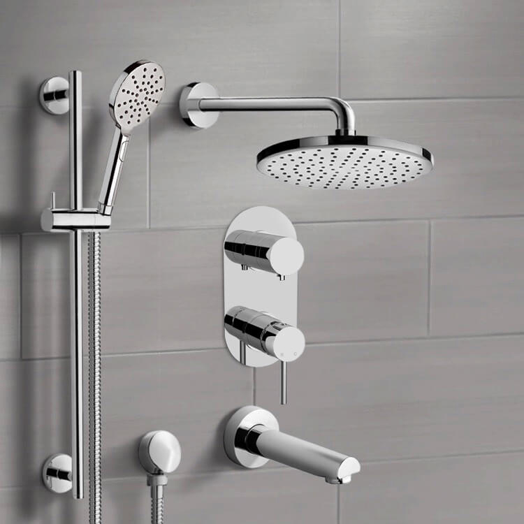 Tub and Shower Faucet Tub and Shower Faucet Set with Handheld and Rain Shower Head Remer TSR63