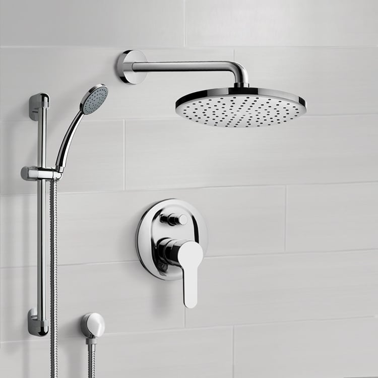 Remer SFR12-8 Chrome Shower System with 8 Inch Rain Shower Head and Hand Shower