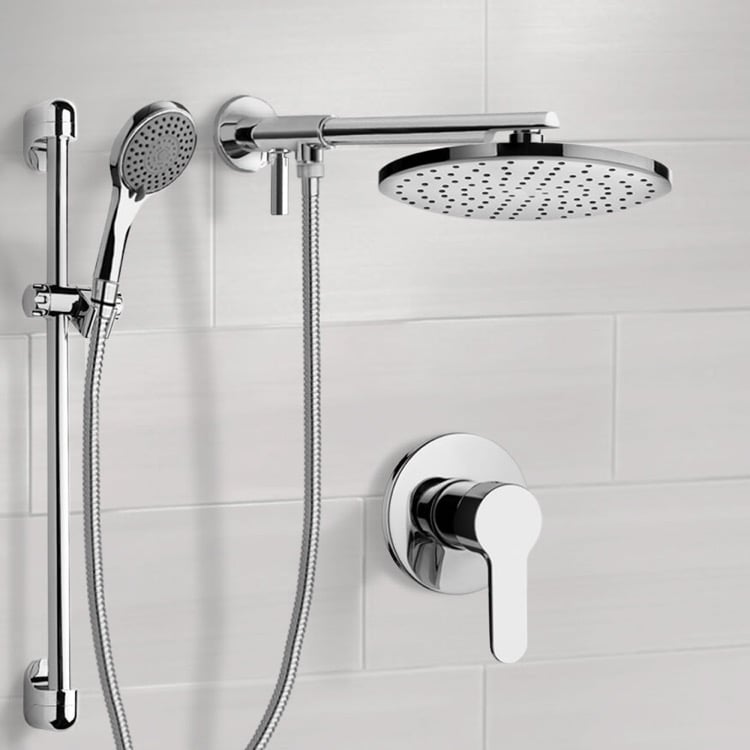Shower Faucet Chrome Shower Set With 10 Inch Rain Shower Head and Hand Shower Remer SFR16-10