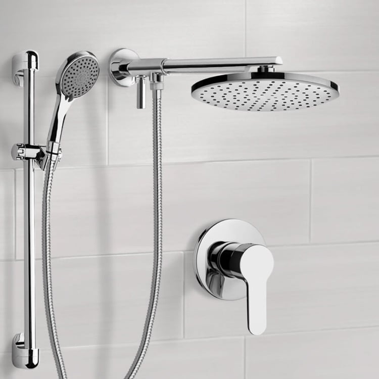 Shower Faucet Chrome Shower Set With 8 Inch Rain Shower Head and Hand Shower Remer SFR16-8