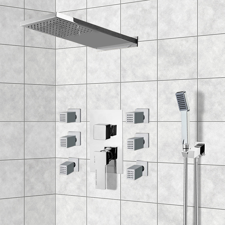 Remer S24 By Nameek S Raniero Chrome Shower System With Rain Shower Faucet Remer S24 Chrome System With Rain Head Hand