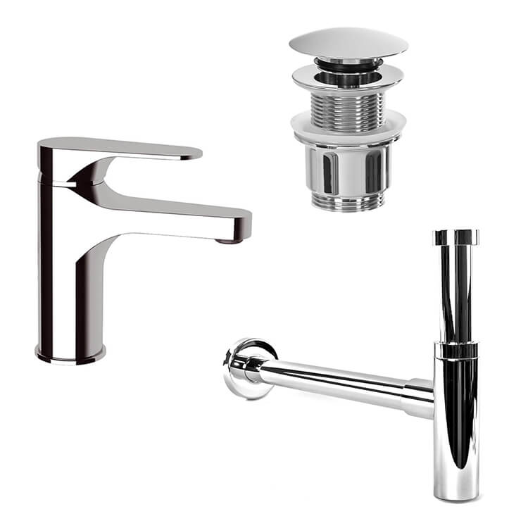 Plumbing Accessory Set, Remer SA200-CR, Chrome Sink Faucet and Plumbing Set