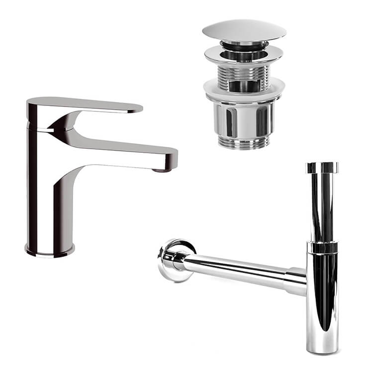 Remer SA200L-CR Chrome Sink Faucet and Plumbing Set