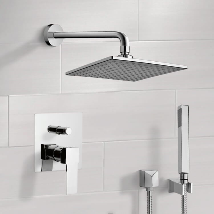 Remer SFH02 Chrome Shower System with 8 Inch Rain Shower Head and Hand Shower