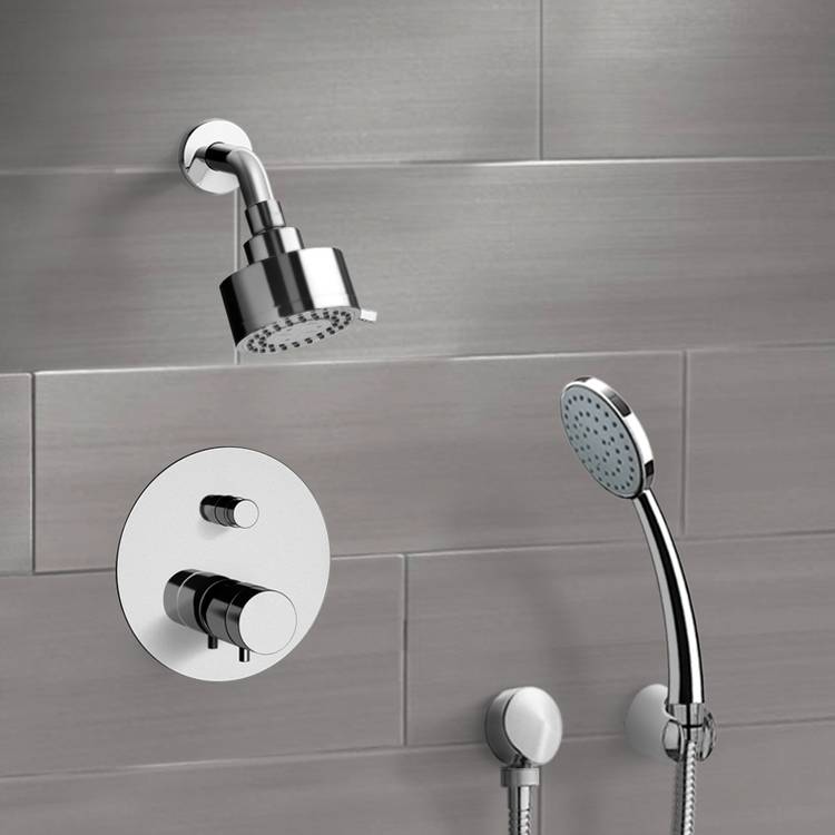 Remer SFH07 Chrome Thermostatic Shower System with Multi Function Shower Head and Hand Shower
