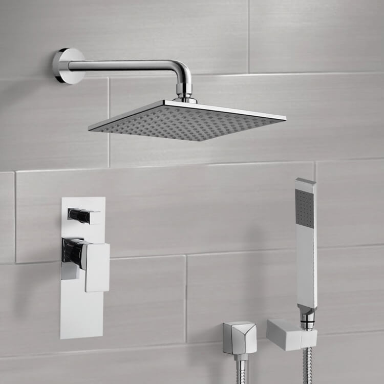 Remer SFH6112 Chrome Shower System with 8 Inch Rain Shower Head and Hand Shower