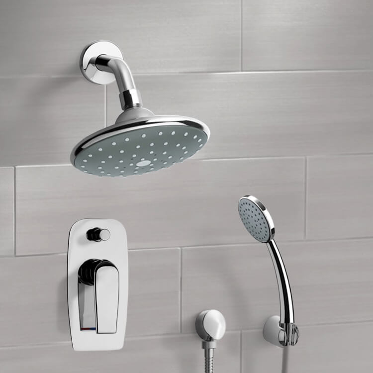 Shower Faucet, Remer SFH6191, Chrome Shower System with 6 Inch Rain Shower Head and Hand Shower