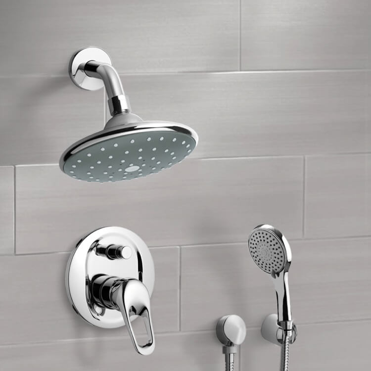 Shower Faucet, Remer SFH6192, Chrome Shower System with 6 Inch Rain Shower Head and Hand Shower