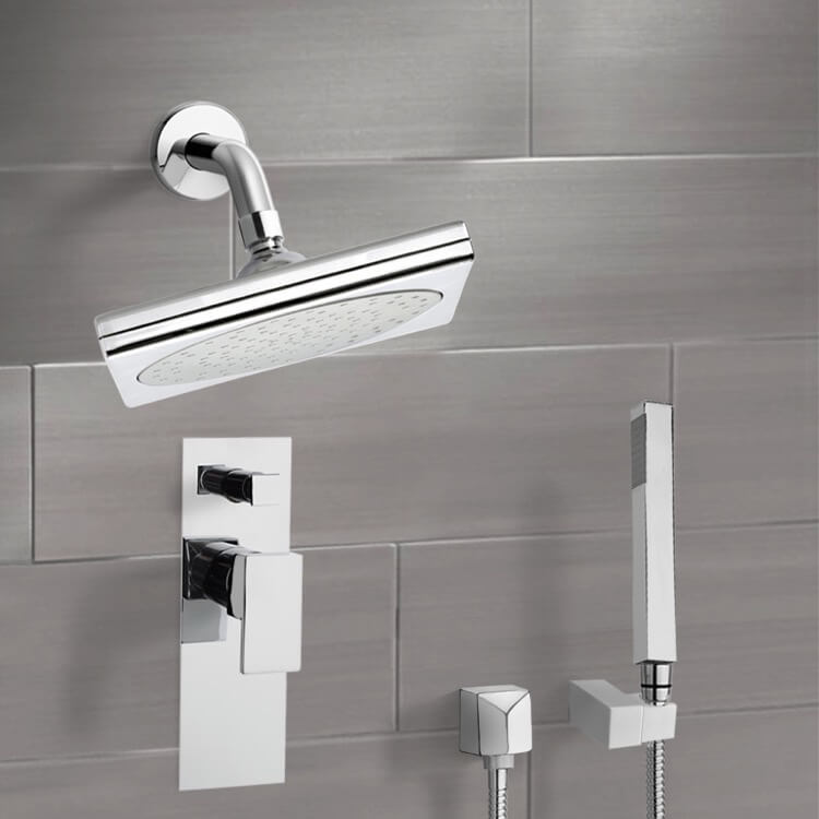 Shower Faucet, Remer SFH6195, Chrome Shower System with 9 Inch Rain Shower Head and Hand Shower