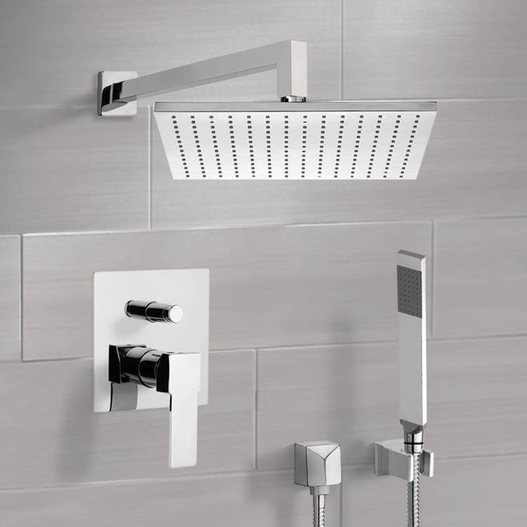 Remer SFH6511-CR Chrome Shower System with 12 Inch Rain Shower Head and Hand Shower