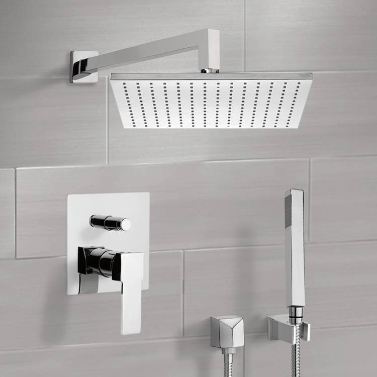 Remer SFH6512-CR Chrome Shower System with 12 Inch Rain Shower Head and Hand Shower