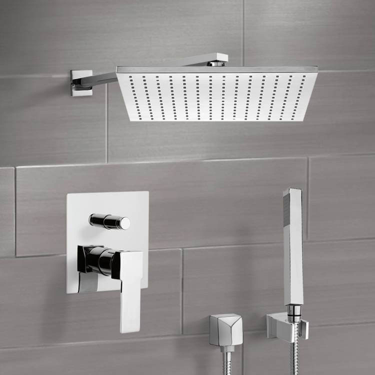 Remer SFH6513-CR Chrome Shower System with 12 Inch Rain Shower Head and Hand Shower