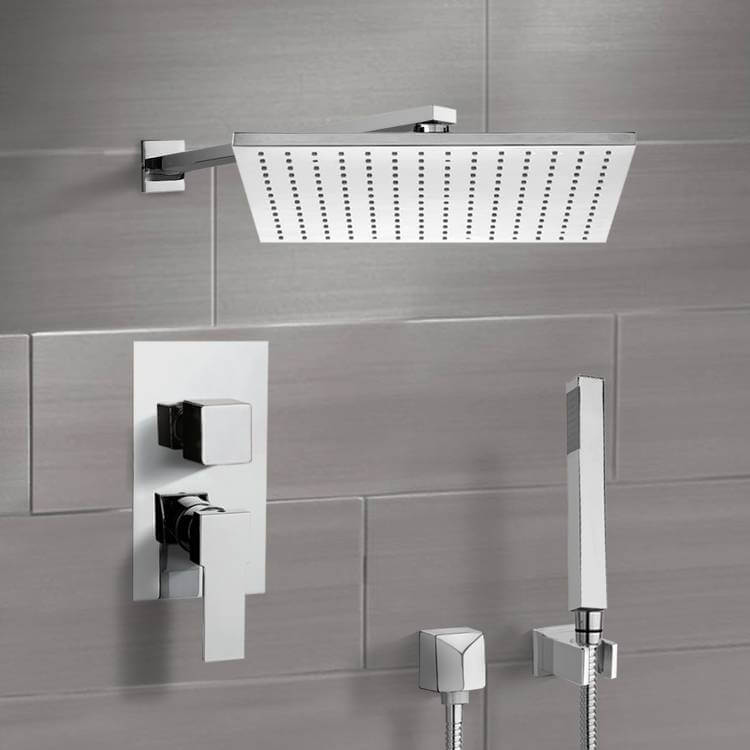 Remer SFH6516-CR Chrome Shower System with 12 Inch Rain Shower Head and Hand Shower
