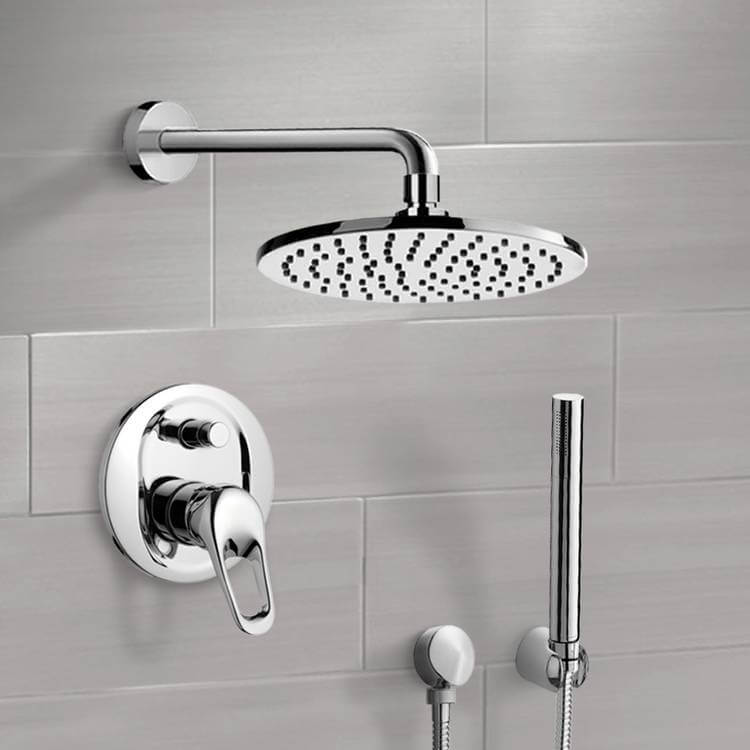 Remer SFH6539-CR Chrome Shower System with 8 Inch Rain Shower Head and Hand Shower