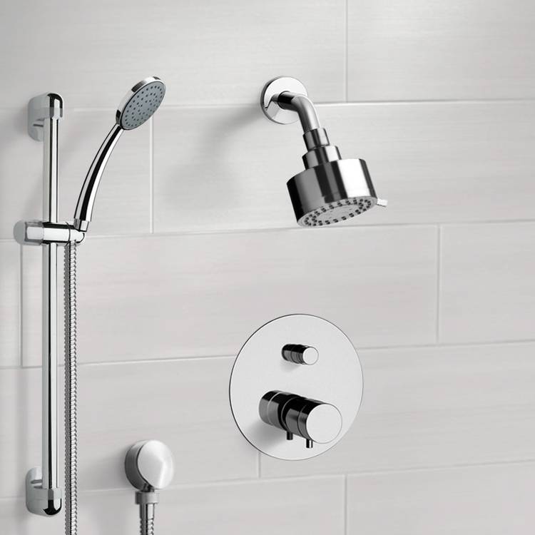 Remer SFR01 Chrome Thermostatic Shower System with Multi Function Shower Head and Hand Shower