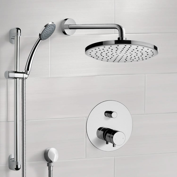 Shower Faucet Thermostatic Rain Shower System with Handheld, Rain Shower Head, Shower Faucet Set Remer SFR04