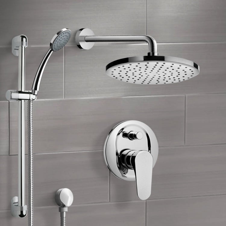 Shower Faucet Chrome Shower System with 8 Inch Rain Shower Head and Hand Shower Remer SFR05