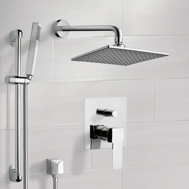 Remer SFR07 Chrome Shower System with 8 Inch Rain Shower Head and Hand Shower