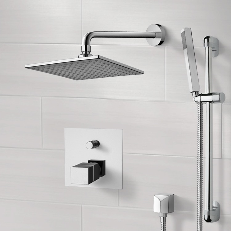 Remer SFR08 By Nameek's Rendino Chrome Thermostatic Shower System with 8  Rain Shower Head and Hand Shower - TheBathOutlet