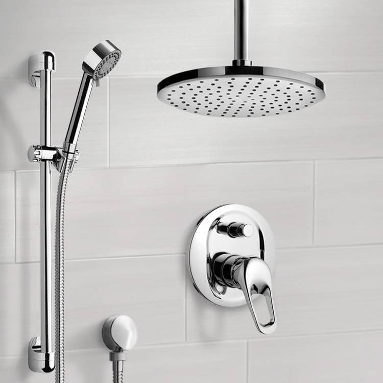 Remer SFR7017-8 Chrome Shower System with 8 Inch Rain Ceiling Shower Head and Hand Shower