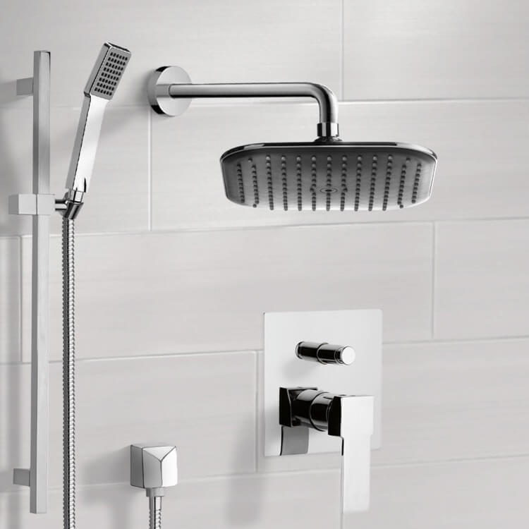 Remer SFR7036 Chrome Shower System with 8 Inch Rain Shower Head and Hand Shower
