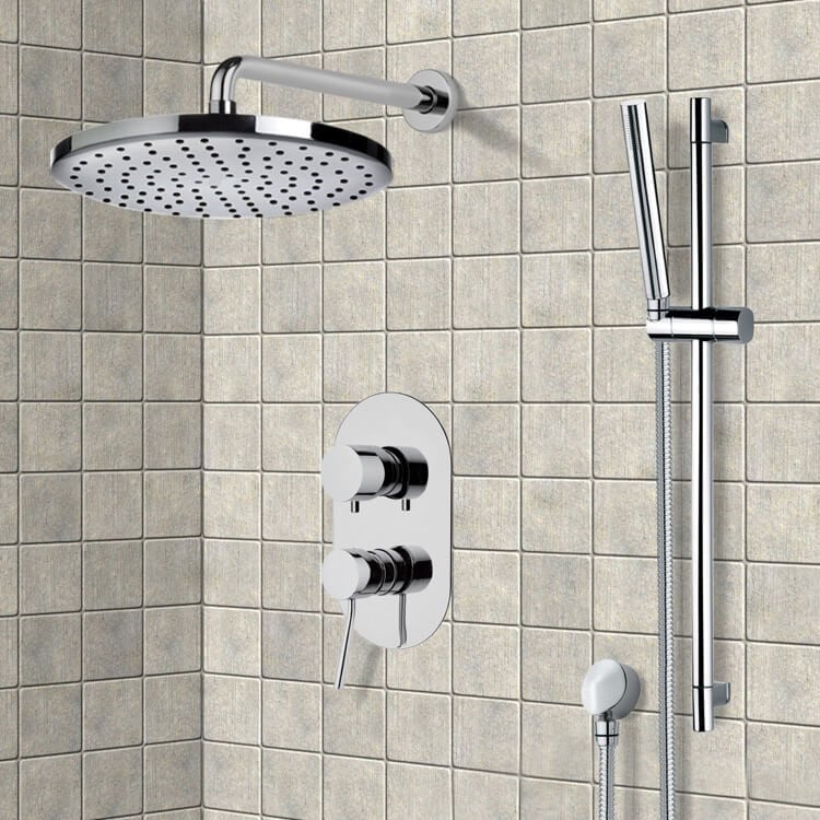 Remer SFR7046-8 Chrome Shower System with 8 Inch Rain Shower Head and Hand Shower