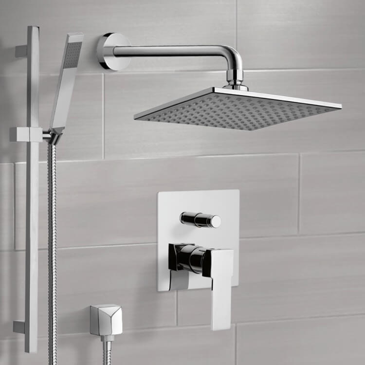 Shower Faucet, Remer SFR7112, Chrome Shower System with 8 Inch Rain Shower Head and Hand Shower