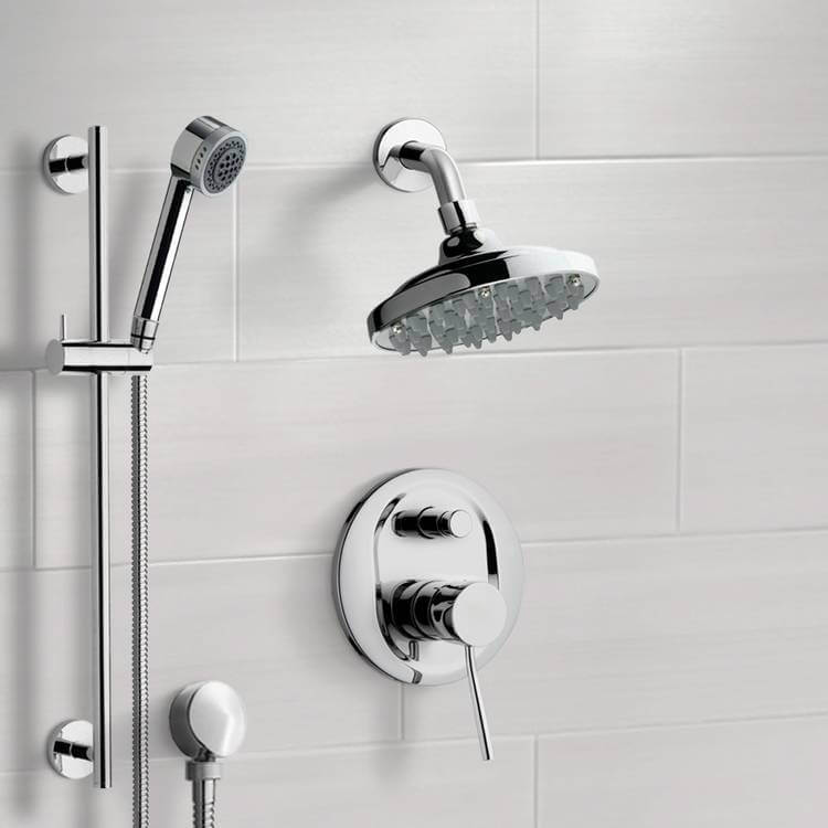 Remer SFR7179 Chrome Shower System with 6 Inch Rain Shower Head and Hand Shower