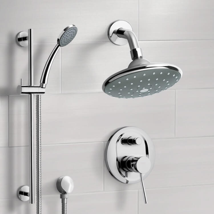 Remer SFR7191 Chrome Shower System with 6 Inch Rain Shower Head and Hand Shower