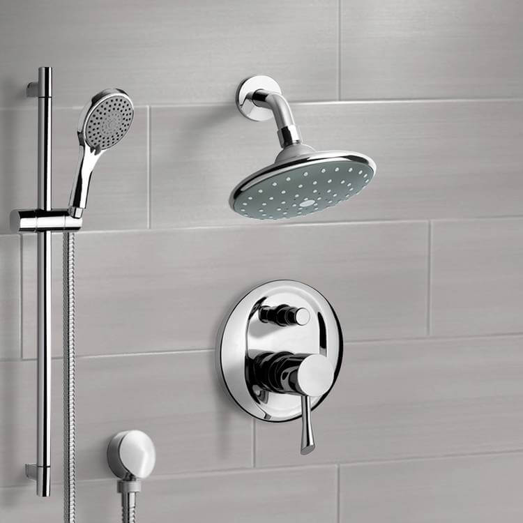 Remer SFR7192 Chrome Shower System with 6 Inch Rain Shower Head and Hand Shower
