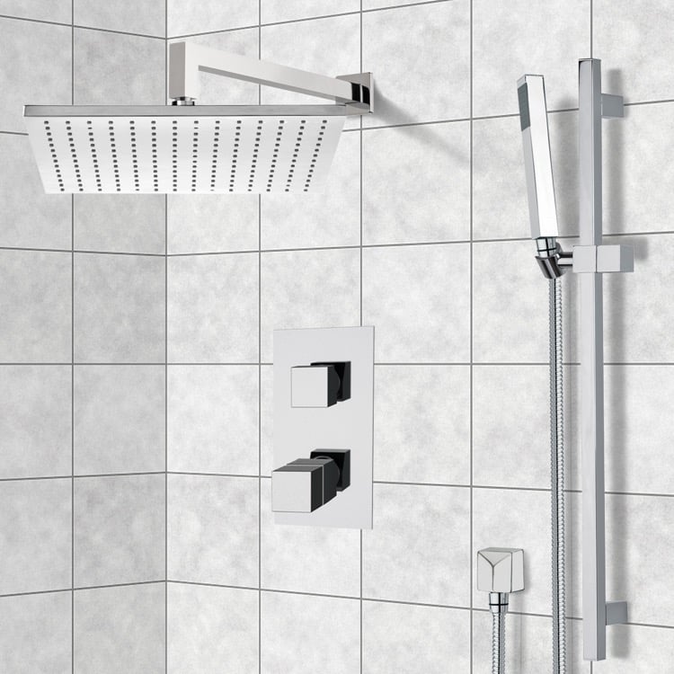 Shower Faucet Thermostatic Shower System with 12 Inch Rain Shower Head and Hand Shower Remer SFR7403