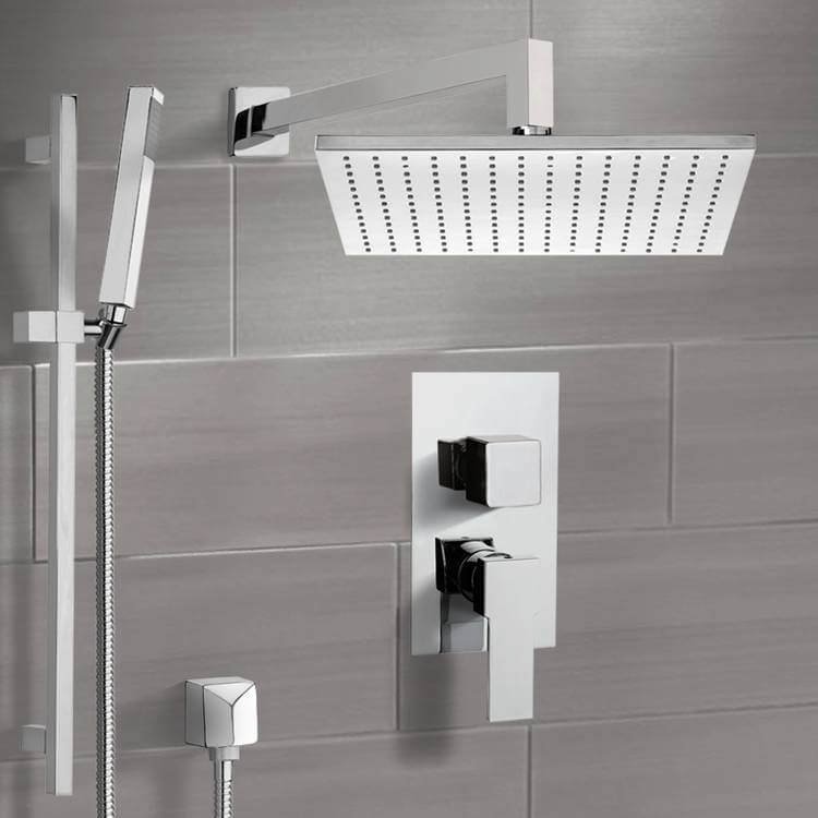 Remer SFR7509-CR Chrome Shower System with 12 Inch Rain Shower Head and Hand Shower