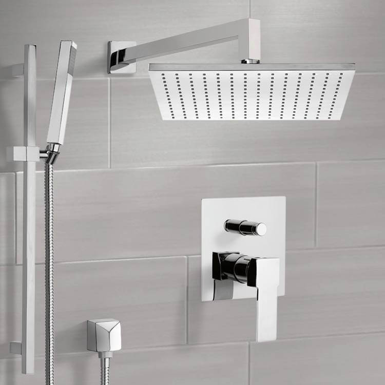 Remer SFR7512-CR Chrome Shower System with 12 Inch Rain Shower Head and Hand Shower