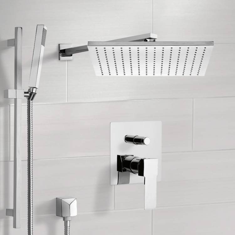 Remer SFR7513-CR Chrome Shower System with 12 Inch Rain Shower Head and Hand Shower