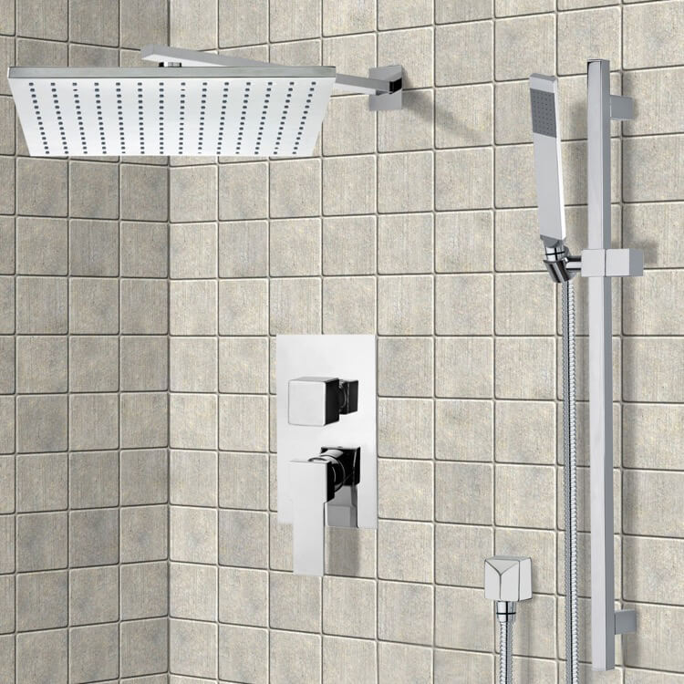 Remer SFR7514-CR Chrome Shower System with 12 Inch Rain Shower Head and Hand Shower