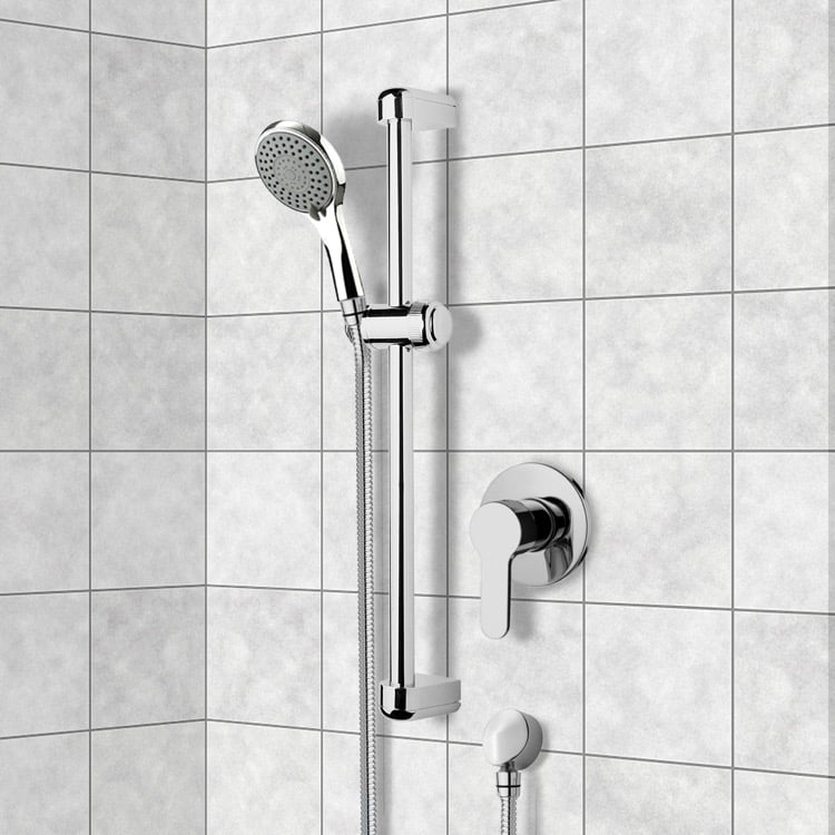 Shower Faucet Chrome Slidebar Shower Set With Multi Function Hand Shower Remer SR001