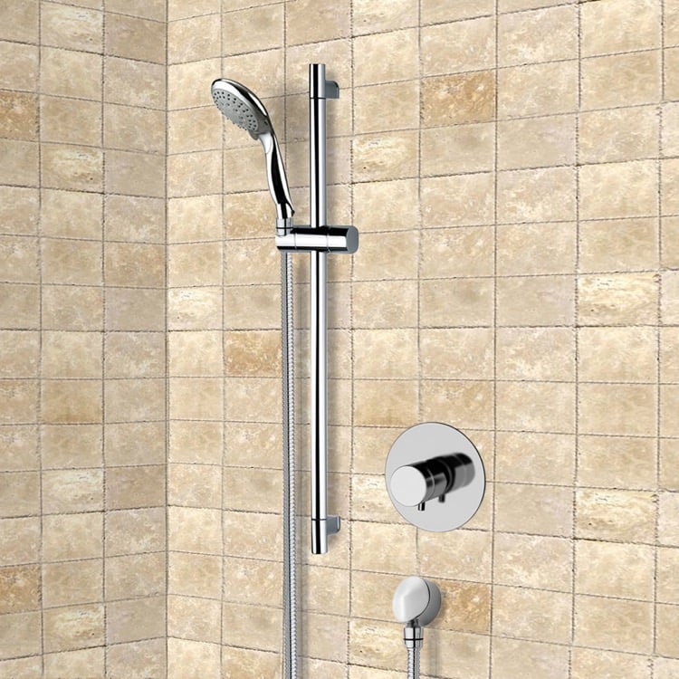 Shower Faucet, Remer SR050, Chrome Thermostatic Slidebar Shower Set With Multi Function Hand Shower