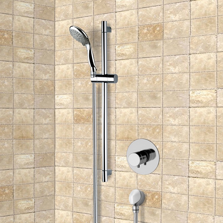 Remer SR050 Chrome Thermostatic Slidebar Shower Set With Multi Function Hand Shower