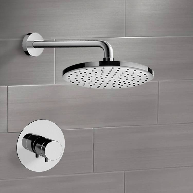 Remer SS08-8 Chrome Thermostatic Shower Faucet Set with 8 Inch Rain Shower Head
