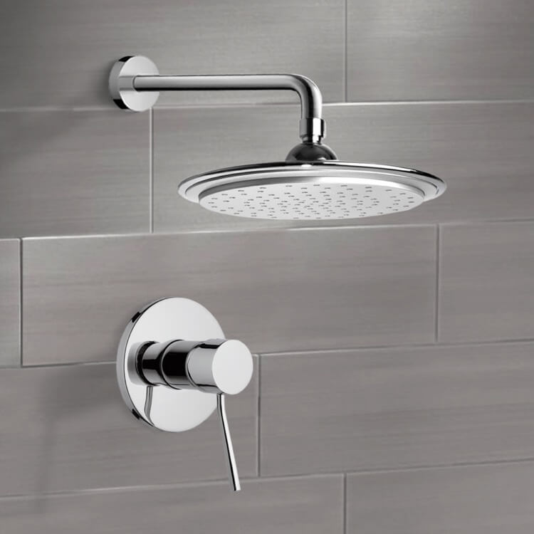 Remer SS1008 Chrome Shower Faucet Set with 9 Inch Rain Shower Head