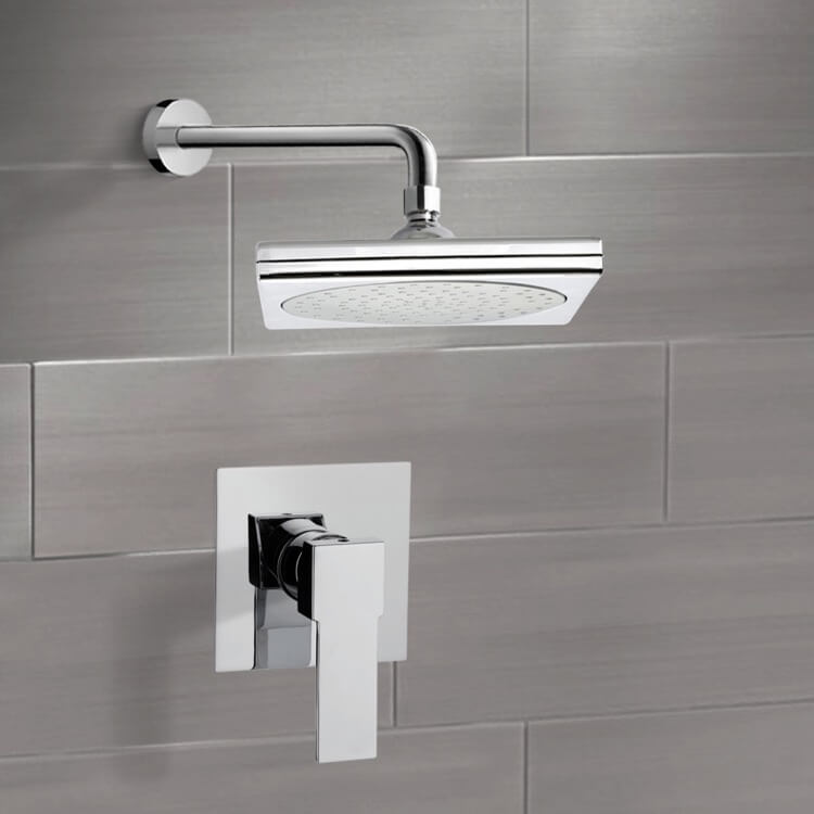 Remer SS1017 Chrome Shower Faucet Set with 9 Inch Rain Shower Head